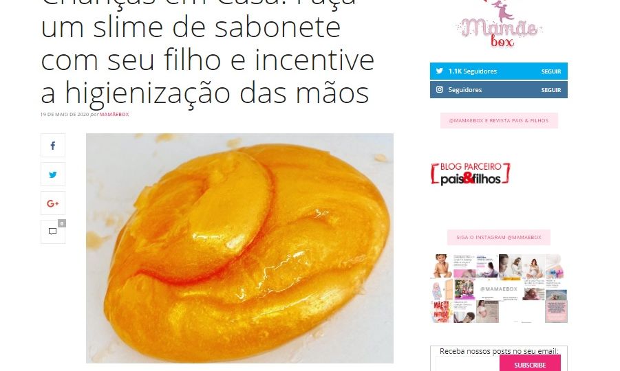 Crianças em Casa Faça um slime de sabonete com seu filho e incentive a higienização das mãos