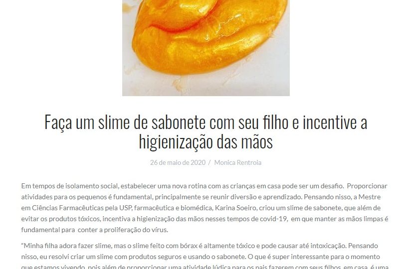 Faça um slime de sabonete com seu filho e incentive a higienização das mãos